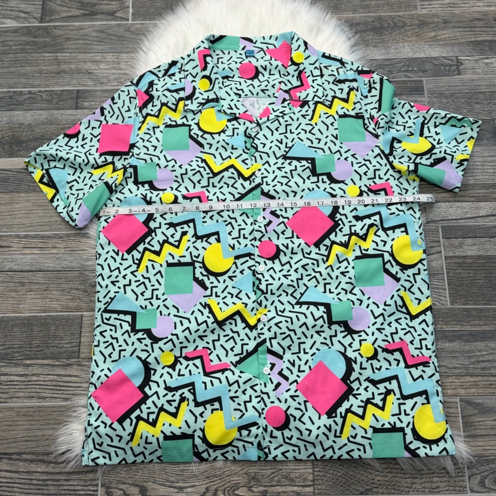 80s 90s Men’s Hawaiian Shirt Button Down Short Sleeve Costume Retro Vintage LG - Picture 5 of 8